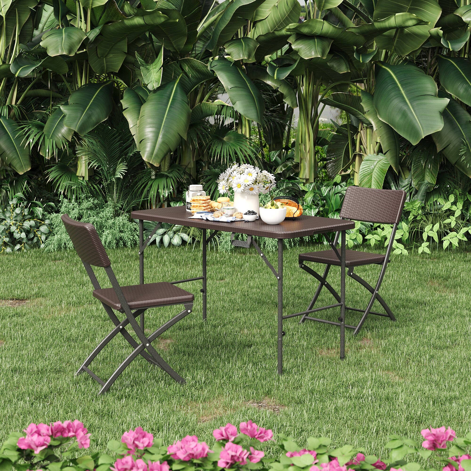 120 CM Folding Table UK -Brown Collapsible Design Portable Tables Foldtable table Living and Home