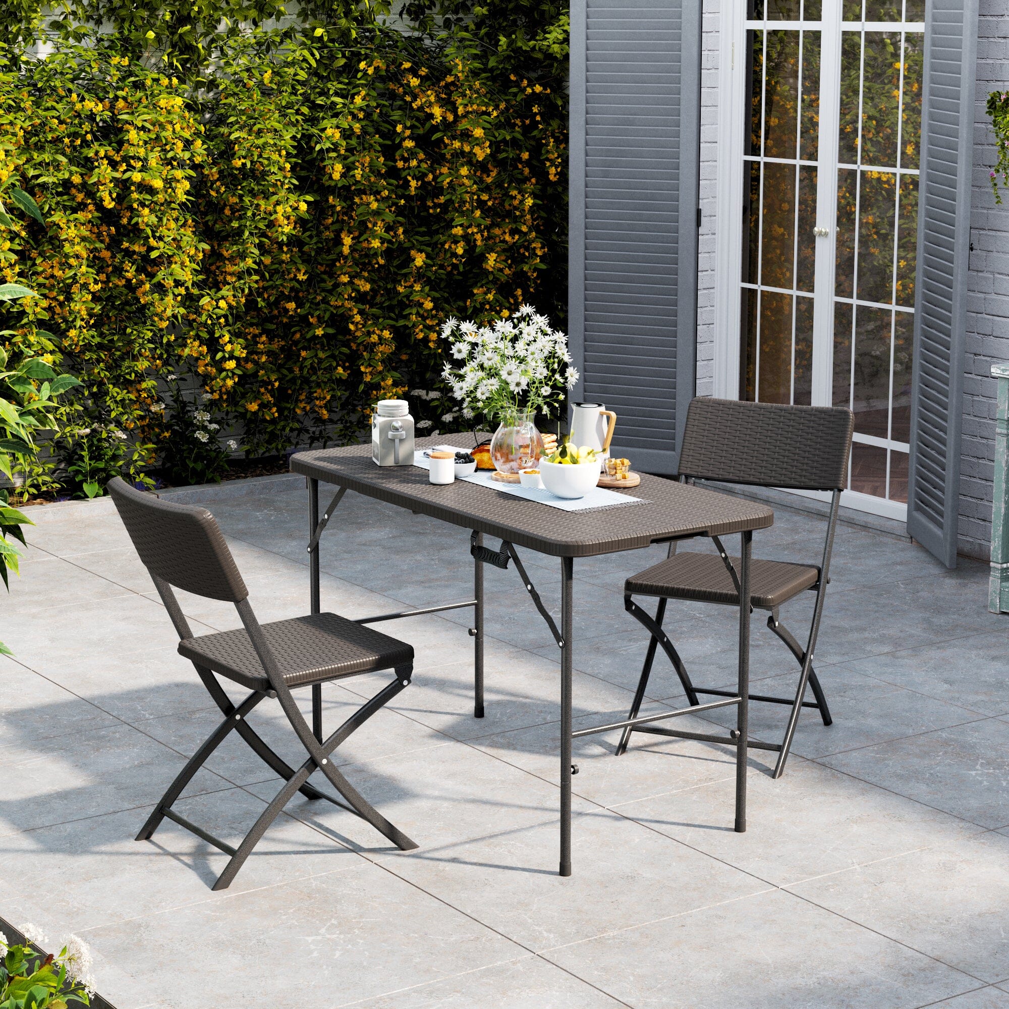 120 CM Folding Table UK -Brown Collapsible Design Portable Tables Foldtable table Living and Home
