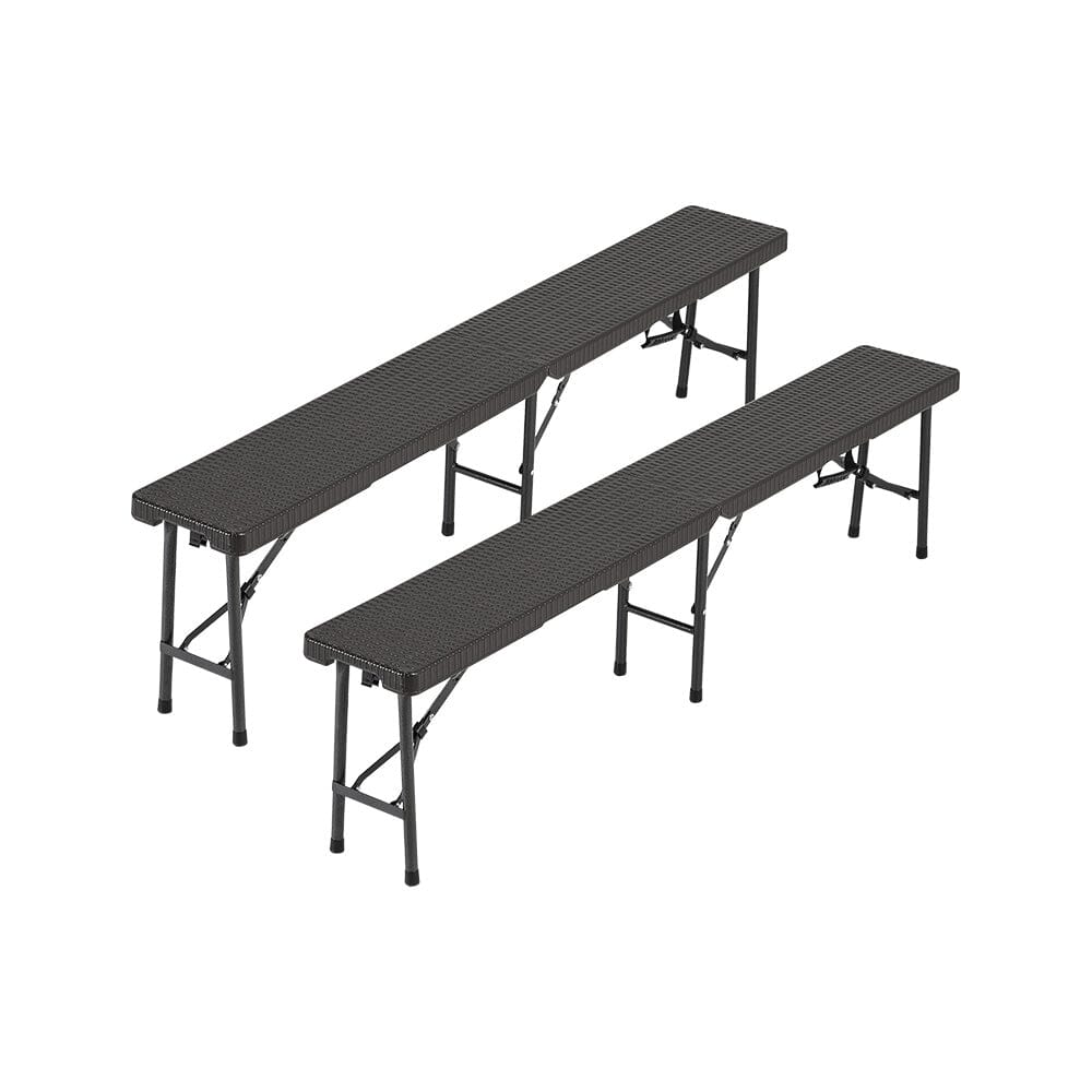 2 pcs Portable Outdoor Folding Chairs - Rattan Plastic, Black Foldable Design Garden Dining Sets Living and Home