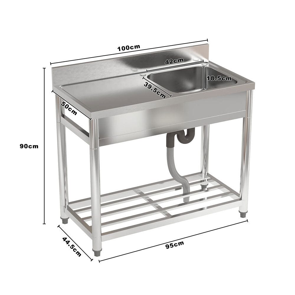 Stainless Steel One Compartment Commercial Sink with Right Drainboard Living and Home