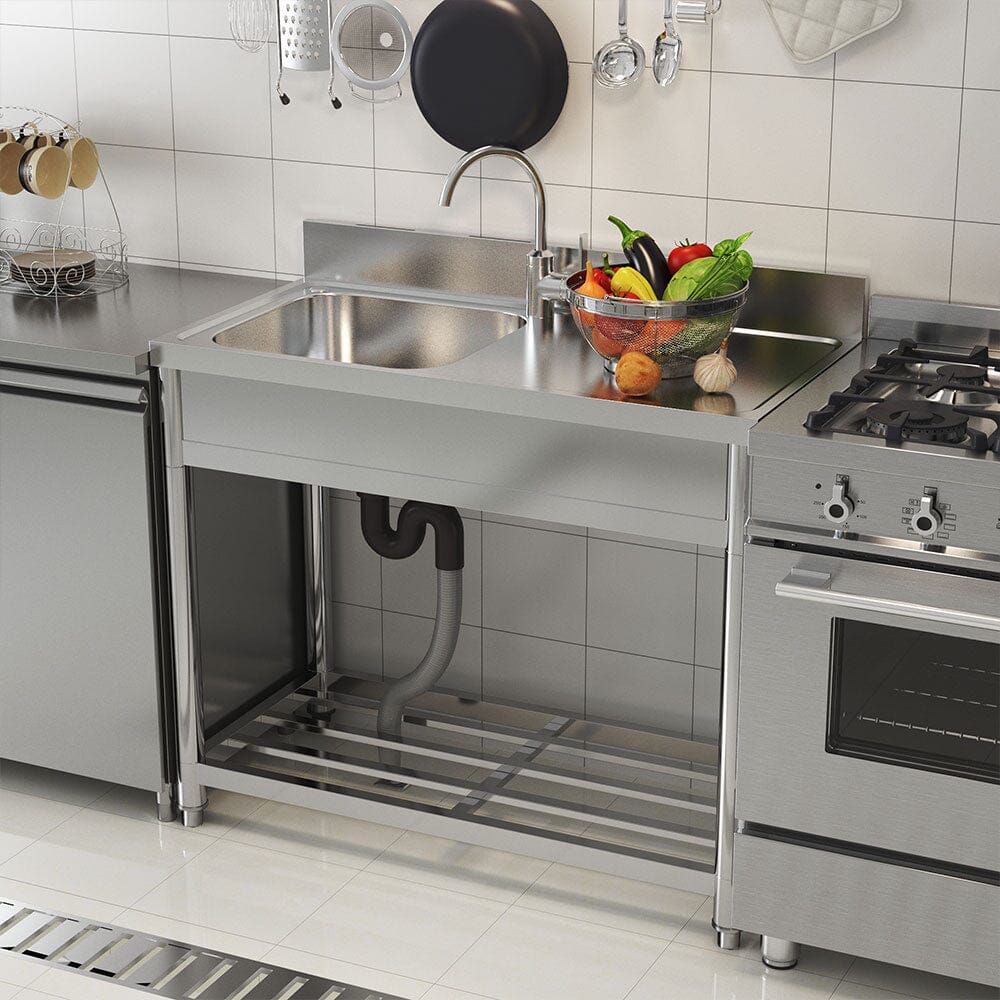 Stainless Steel One Compartment Commercial Sink with Right Drainboard Living and Home