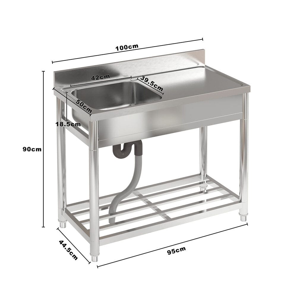 Stainless Steel One Compartment Commercial Sink with Right Drainboard Living and Home