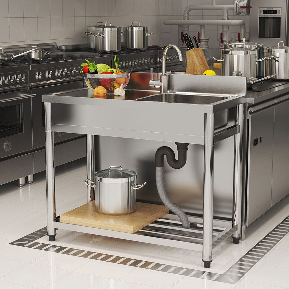 Stainless Steel One Compartment Commercial Sink with Right Drainboard Living and Home