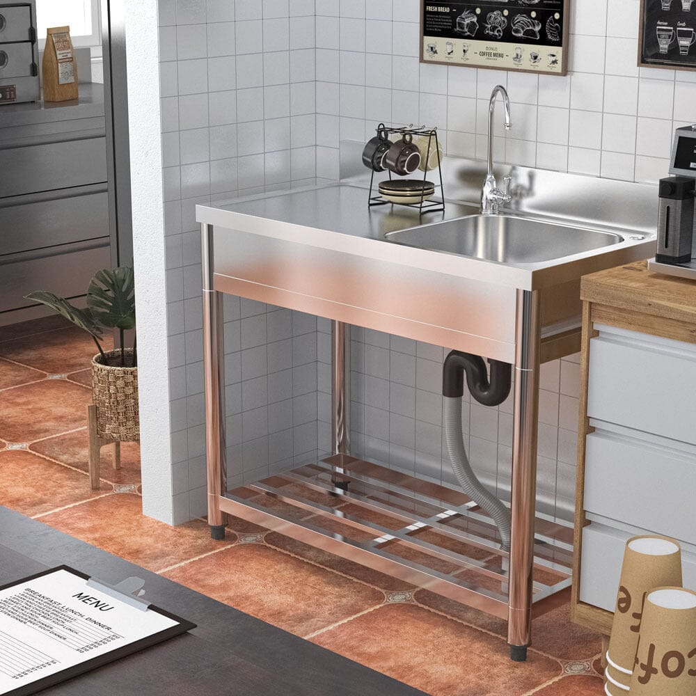 Stainless Steel One Compartment Commercial Sink with Right Drainboard Living and Home