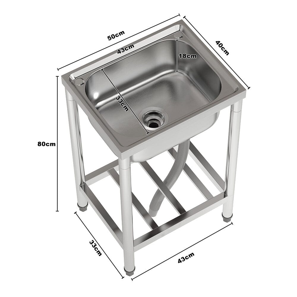 Stainless Steel One Compartment Commercial Kitchen Sink with Left Drainboard Kitchen Sinks Living and Home