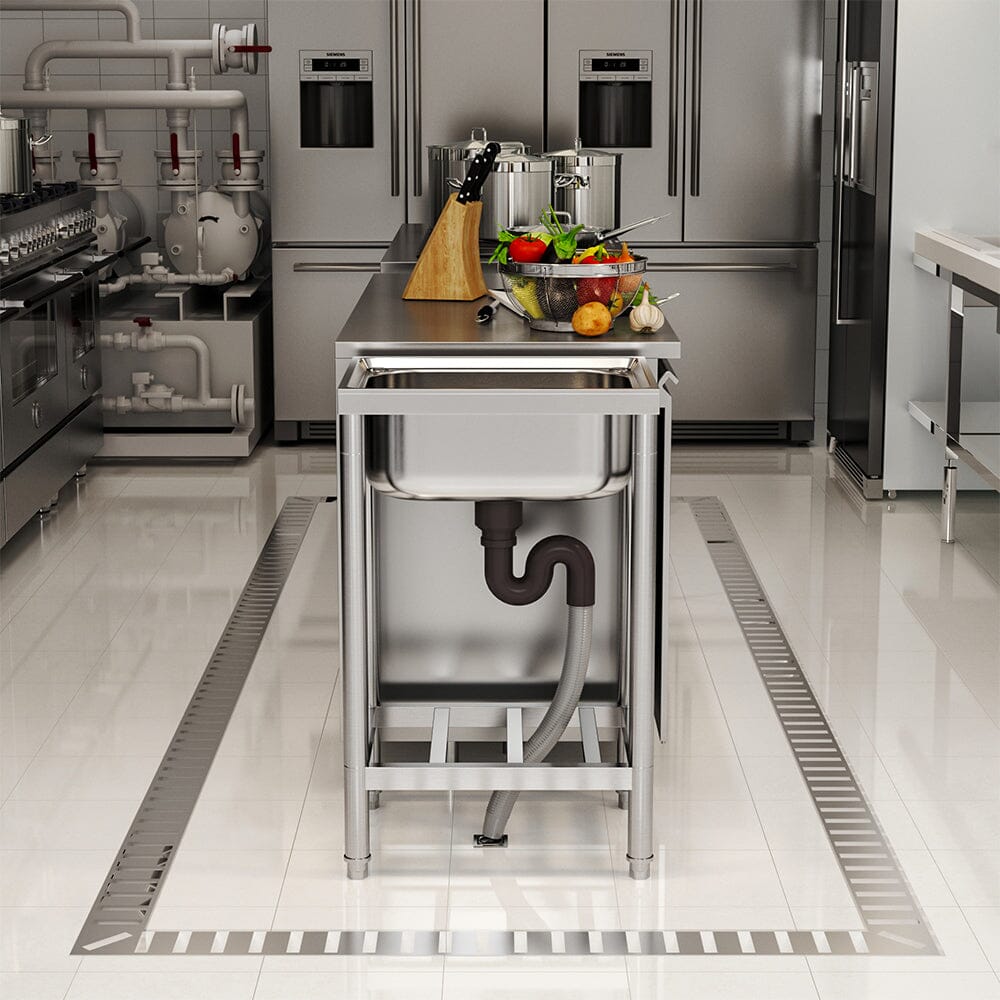 Stainless Steel One Compartment Commercial Kitchen Sink with Left Drainboard Kitchen Sinks Living and Home