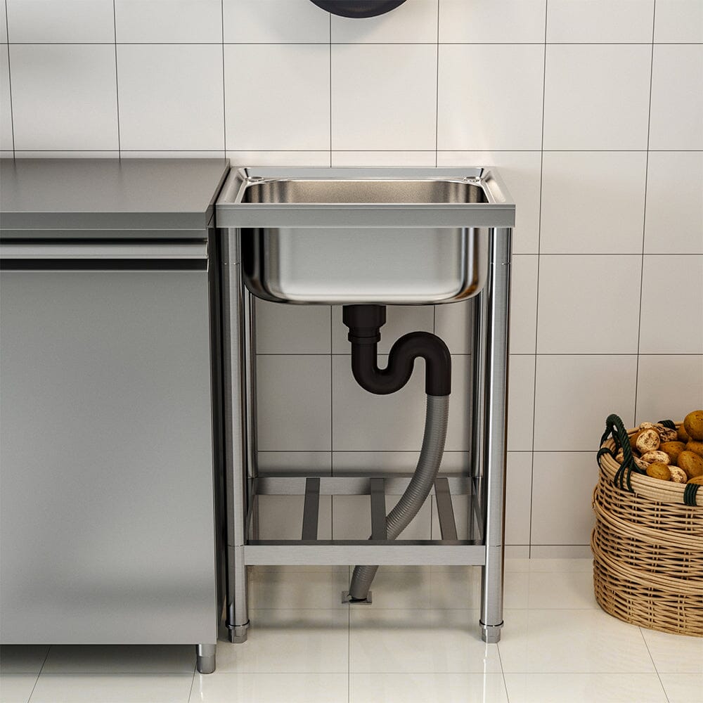 Stainless Steel One Compartment Commercial Kitchen Sink with Left Drainboard Kitchen Sinks Living and Home