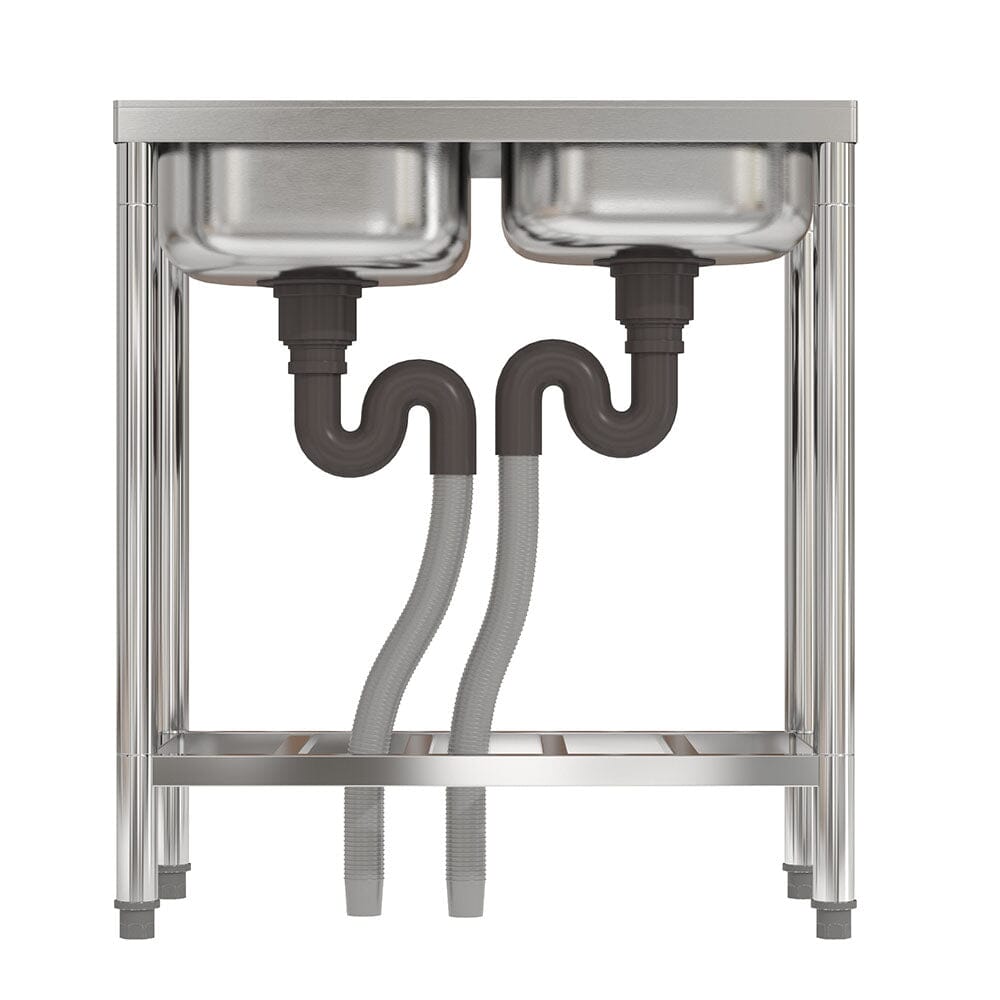 Two Compartment Stainless Steel Sink with Shelf Kitchen Sinks Living and Home