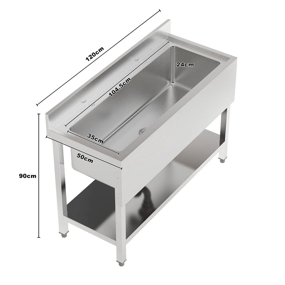 Premium Stainless Steel Deep Sink with Front Surround and Shelf Living and Home
