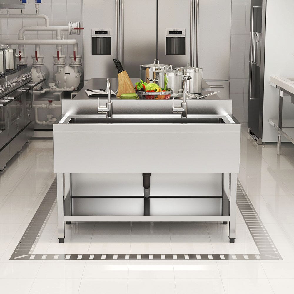 Premium Stainless Steel Deep Sink with Front Surround and Shelf Living and Home