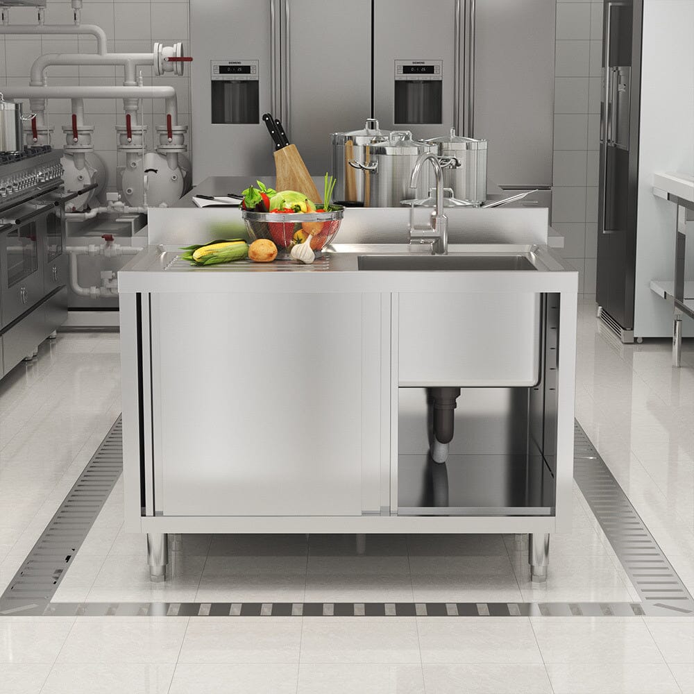 Dismantlable 201 Stainless Steel Single Sink Cabinet with Left-Side Sink Living and Home