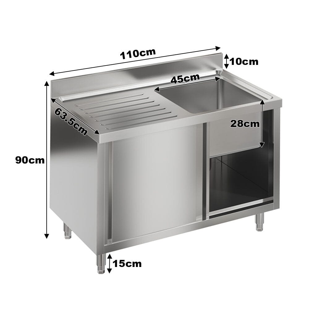 Dismantlable 201 Stainless Steel Single Sink Cabinet with Left-Side Sink Living and Home