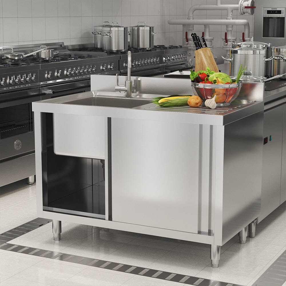 Dismantlable 201 Stainless Steel Single Sink Cabinet with Left-Side Sink Living and Home
