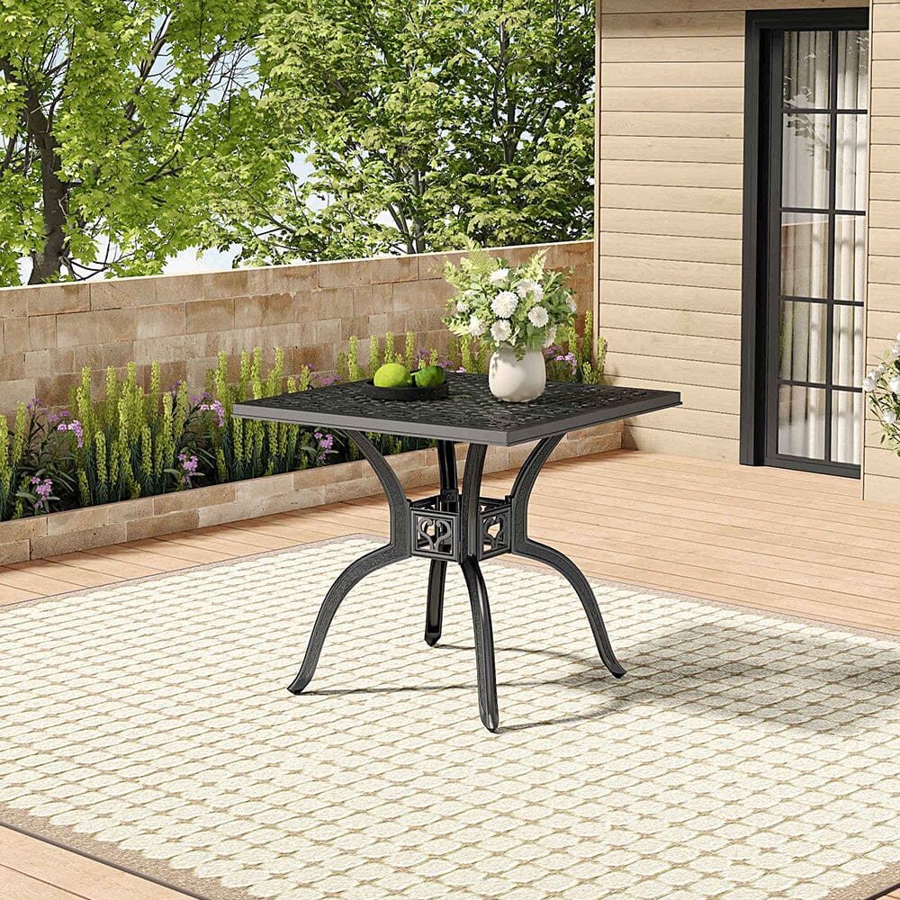 Black Cast Aluminium Square Outdoor Dining Table Garden Dining Tables Living and Home