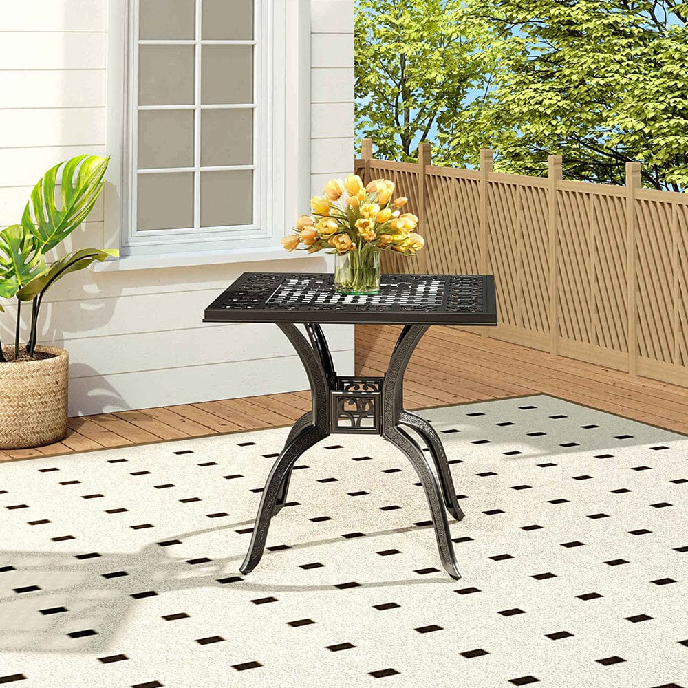 Black Cast Aluminium Square Outdoor Dining Table Garden Dining Tables Living and Home