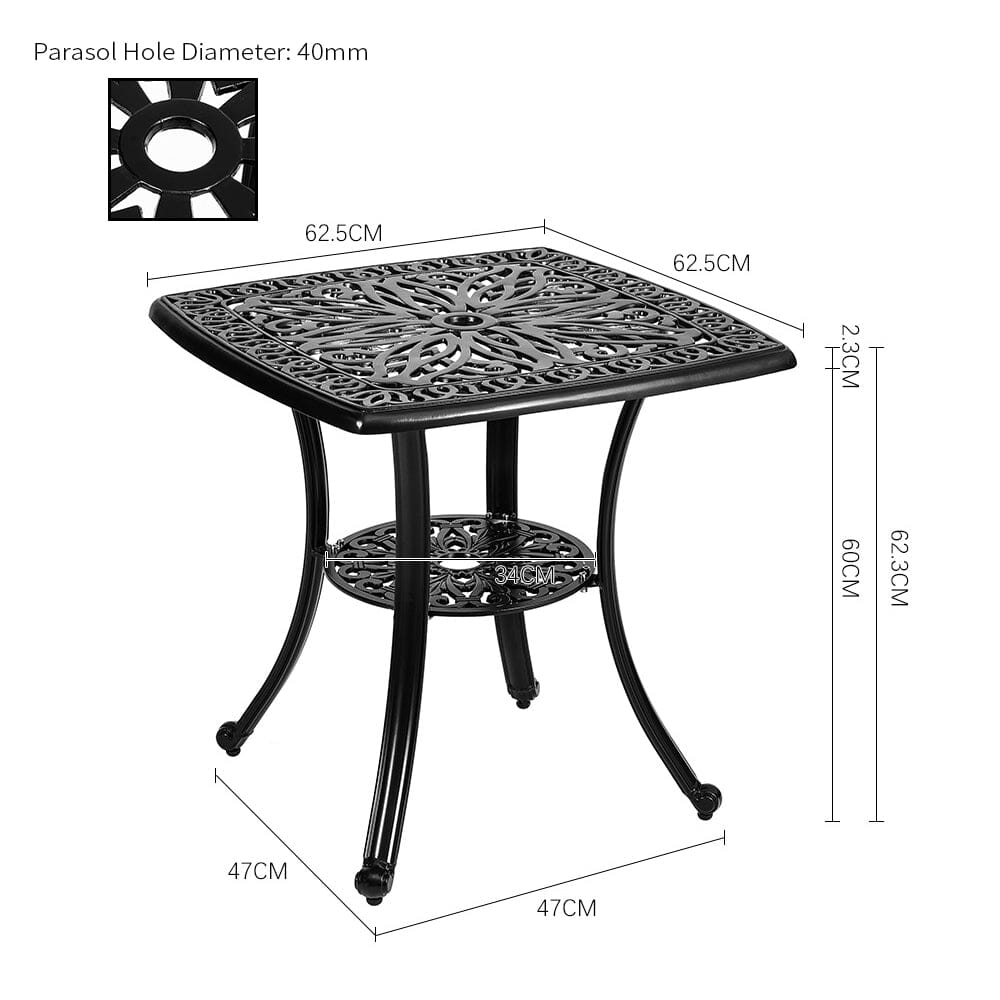Square Cast Aluminum Outdoor Bistro Table Black Garden Dining Tables Living and Home