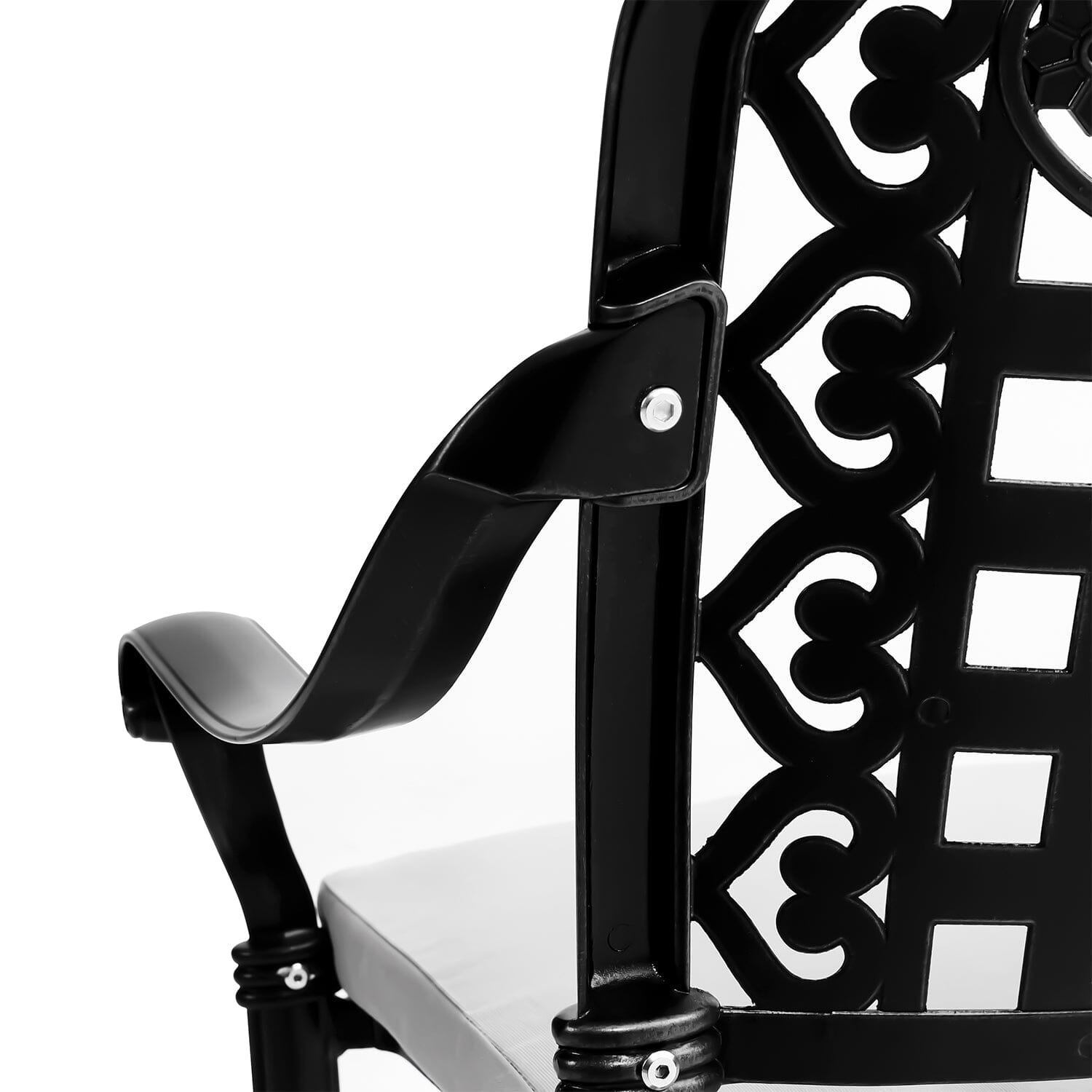 Set of 2 Outdoor Dining Chairs with Cushions Cast Aluminum Garden Seating Living and Home