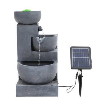 62CM Height Solar-Powered Garden Cascading Water Fountain with LED Light