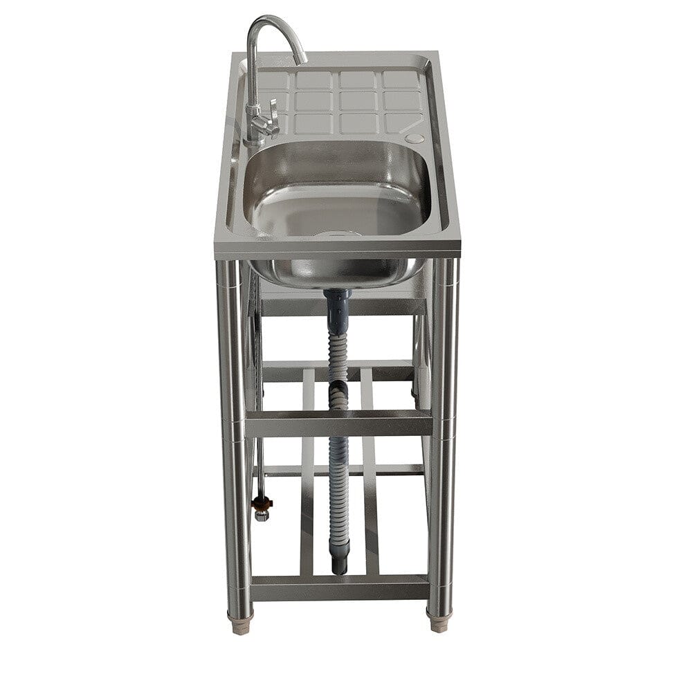 Stainless Steel One Compartment Sink with Shelves and Drainboard Living and Home
