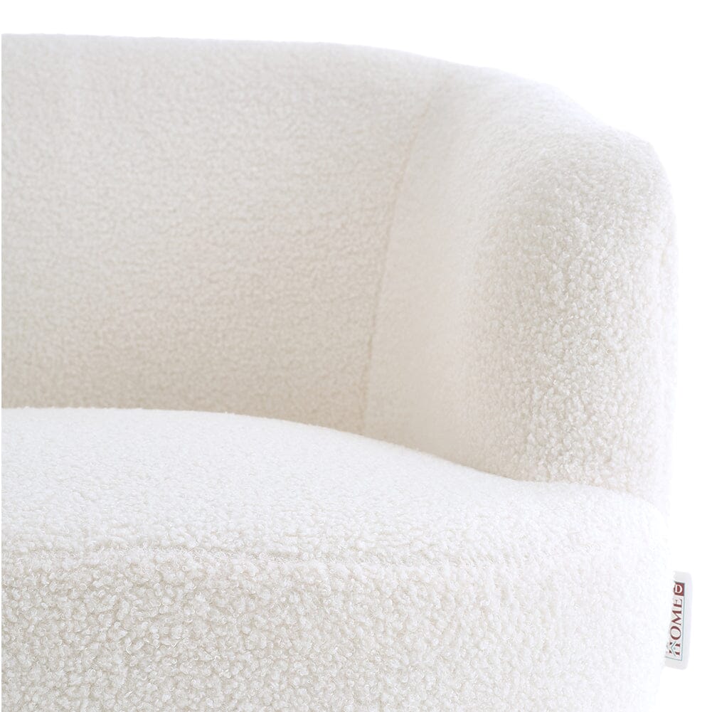 White Boucle Teddy Fabric Armchair with Metal Legs Tub Chairs Living and Home
