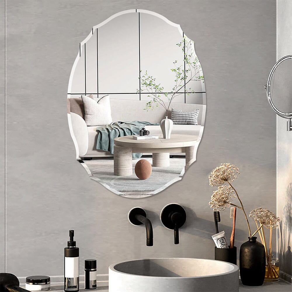 Wall Mounted Mirror with Beveled Edge for Bathroom Vanity Entryway Living Room Bathroom Mirrors Living and Home