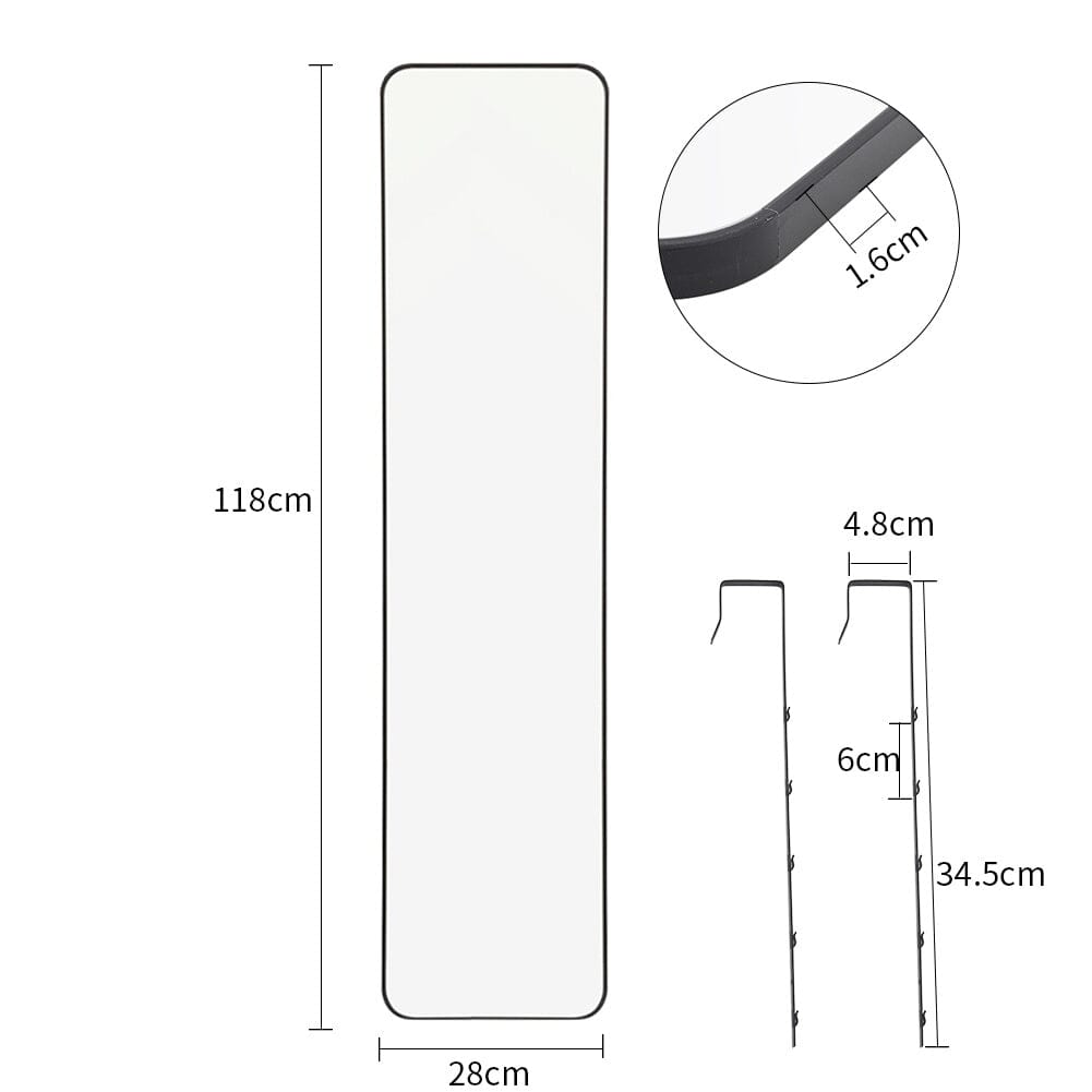 Full Length Mirror with Rounded Corners Door Hanging Living and Home