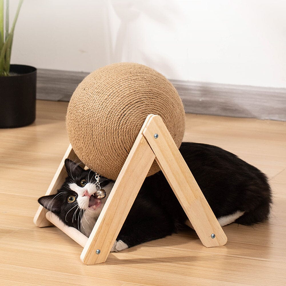 V-Shaped Wooden Cat Scratcher Ball: Fun and Functional Claw Care Living and Home