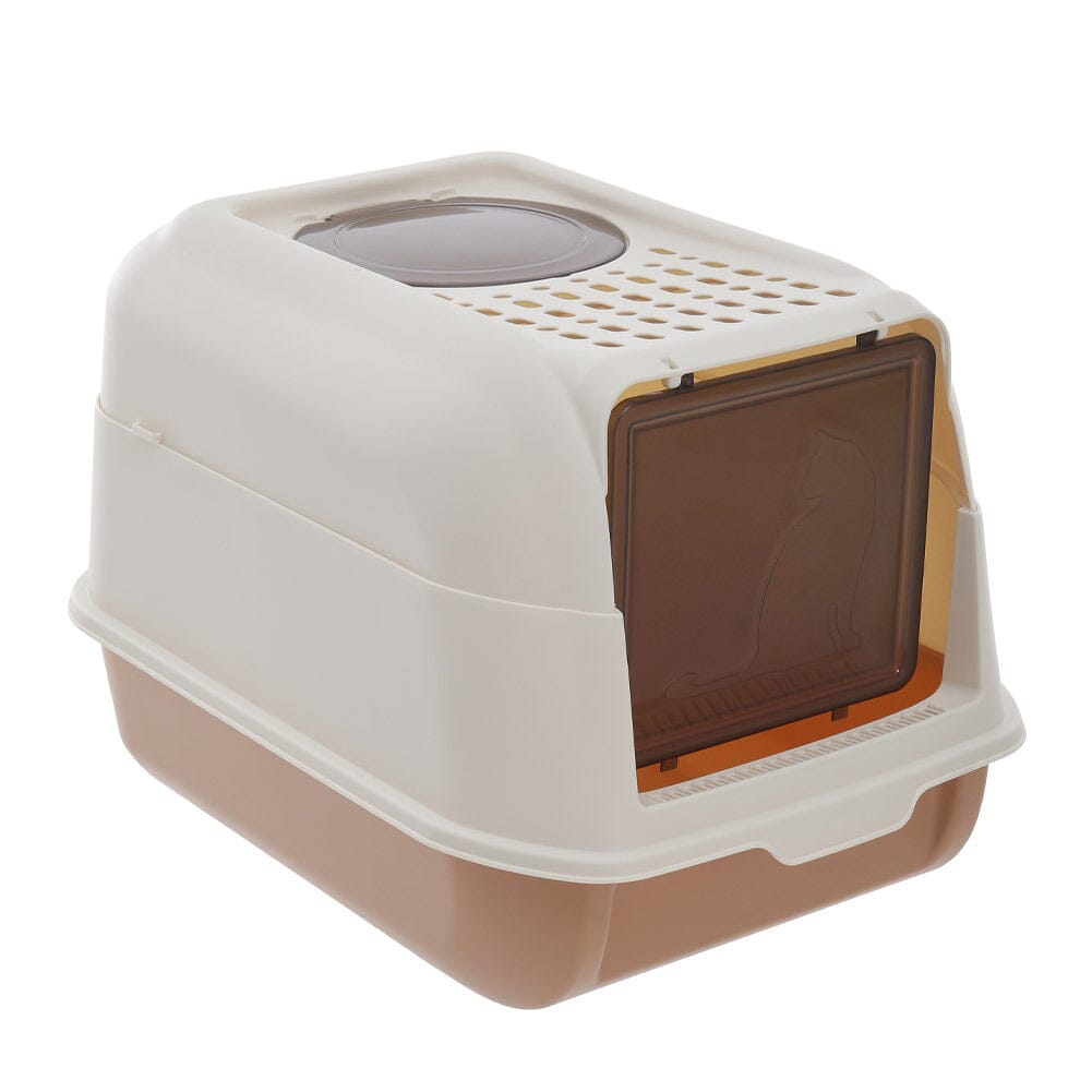 Large Hooded Top Entry Cat Litter Box with Scoop Living and Home