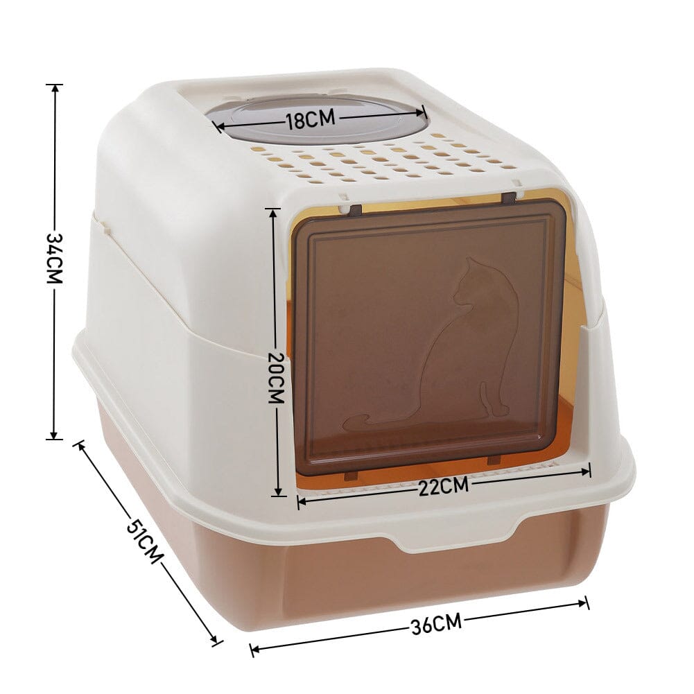 Large Hooded Top Entry Cat Litter Box with Scoop Living and Home