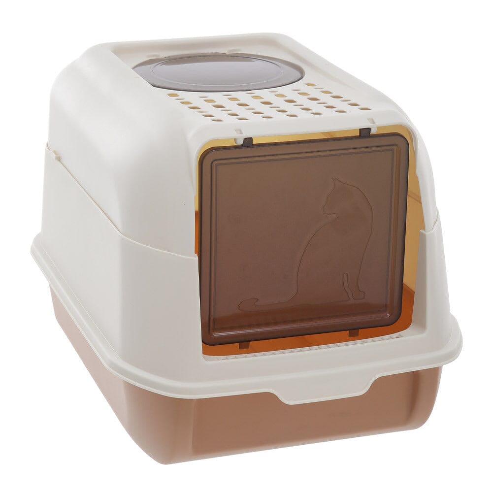 Large Hooded Top Entry Cat Litter Box with Scoop Living and Home