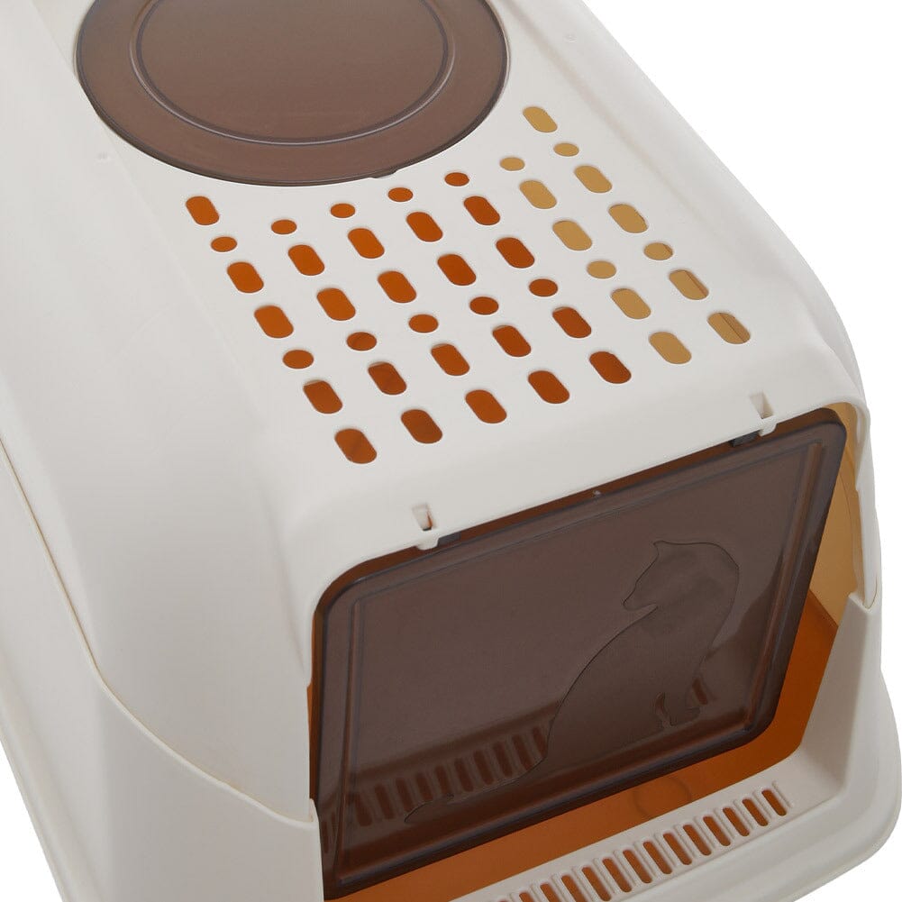 Large Hooded Top Entry Cat Litter Box with Scoop Living and Home