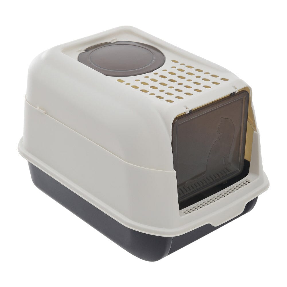 Large Hooded Top Entry Cat Litter Box with Scoop Living and Home