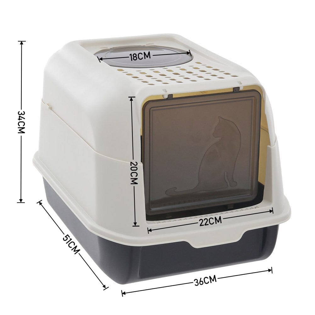 Large Hooded Top Entry Cat Litter Box with Scoop Living and Home