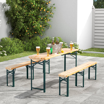 Garden Folding Beer Table and Benches Set GARDEN DINING SETS   