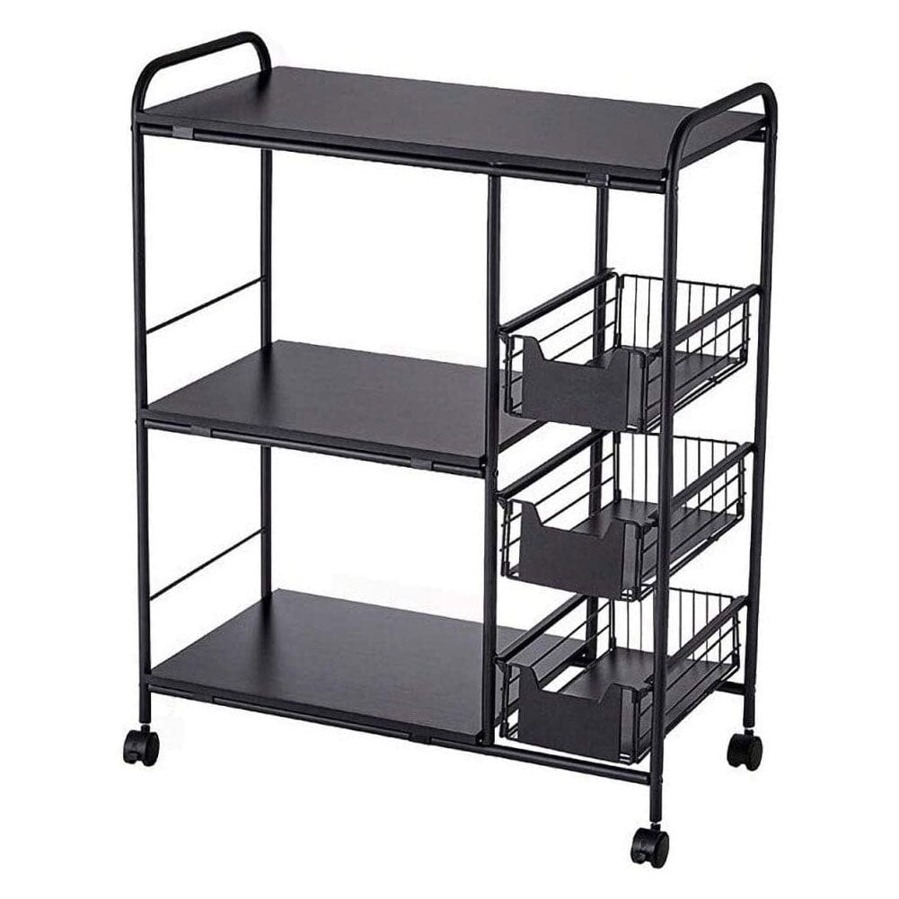 Sleek Black Microwave Rack with Four Tiers for Optimal Kitchen Organization Living and Home 71 * 35 * 90cm