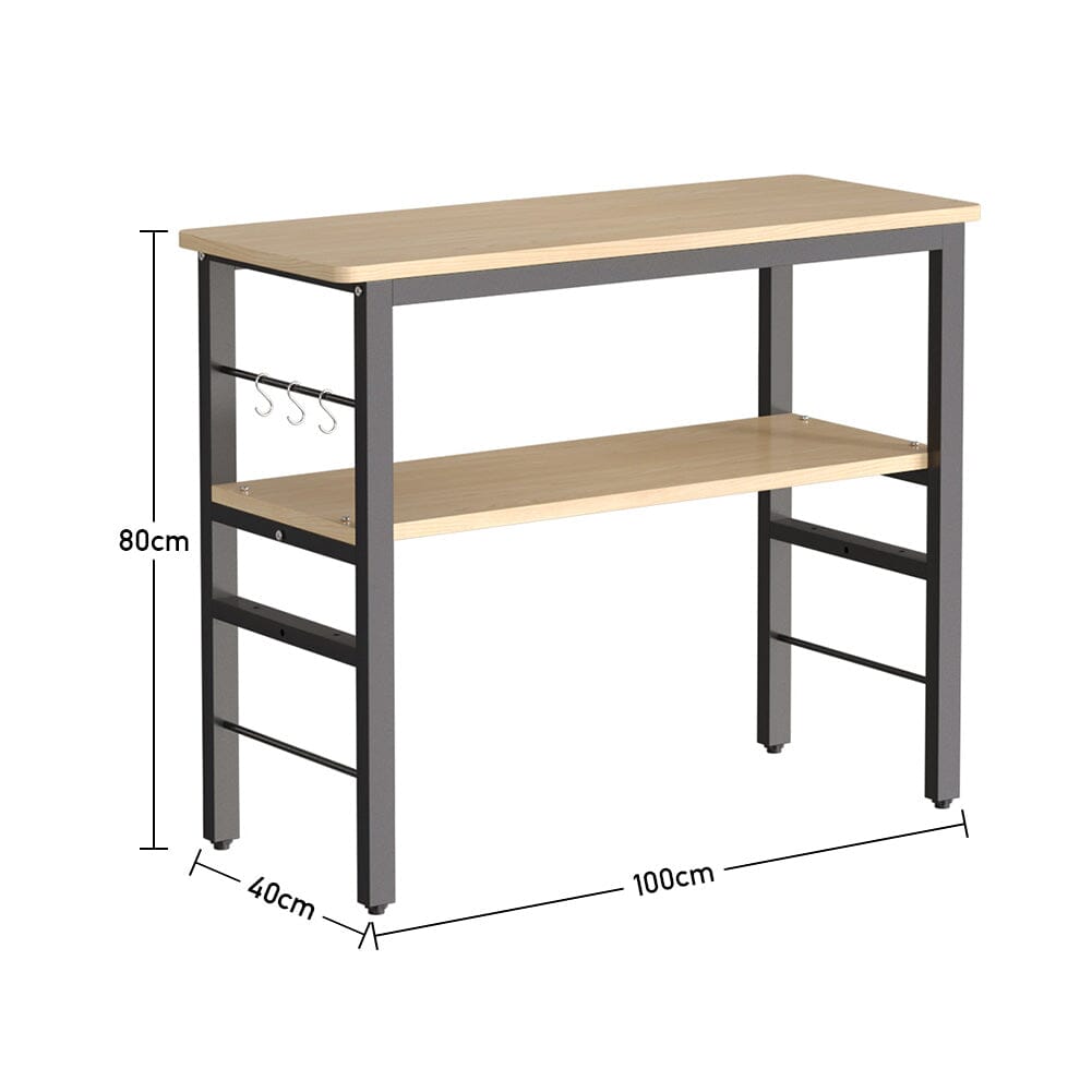 2-Tier Microwave Stand Shelf Kitchen Organizer with Hooks Kitchen Shelves Living and Home