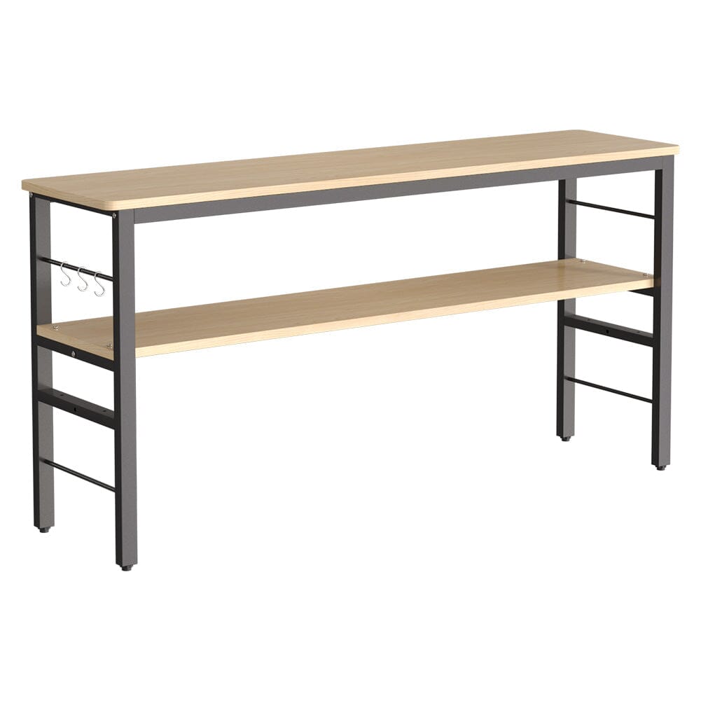 2-Tier Microwave Stand Shelf Kitchen Organizer with Hooks Kitchen Shelves Living and Home