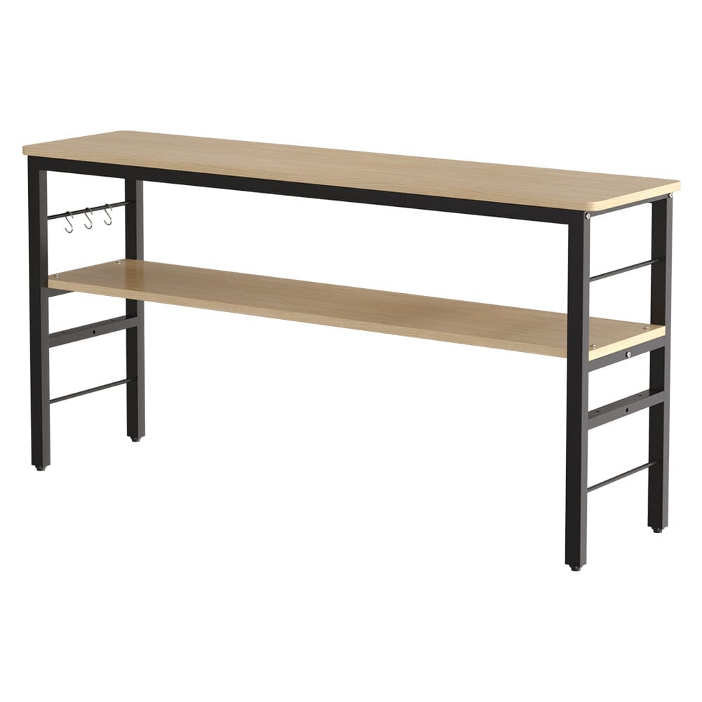 2-Tier Microwave Stand Shelf Kitchen Organizer with Hooks Kitchen Shelves Living and Home