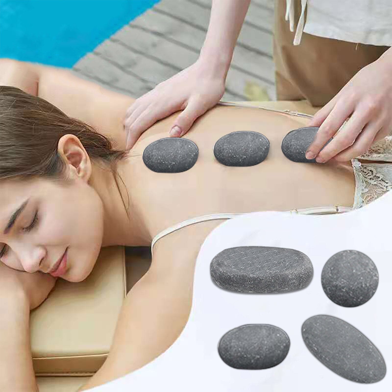 Basalt Massage Stone and Stainless Steel Heater Set for Spa Massage Stones Living and Home