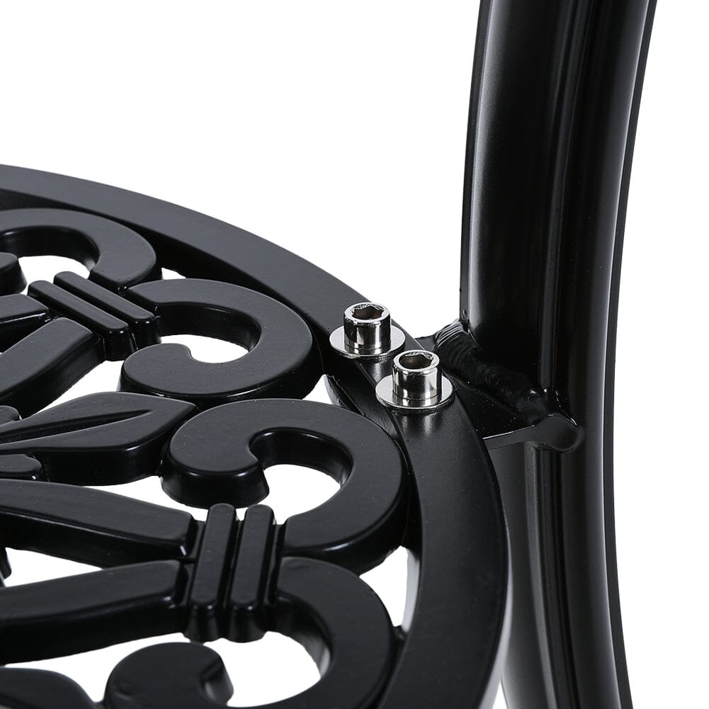 Black Cast Aluminum Round Patio Dining Table with Umbrella Hole Garden Dining Tables Living and Home