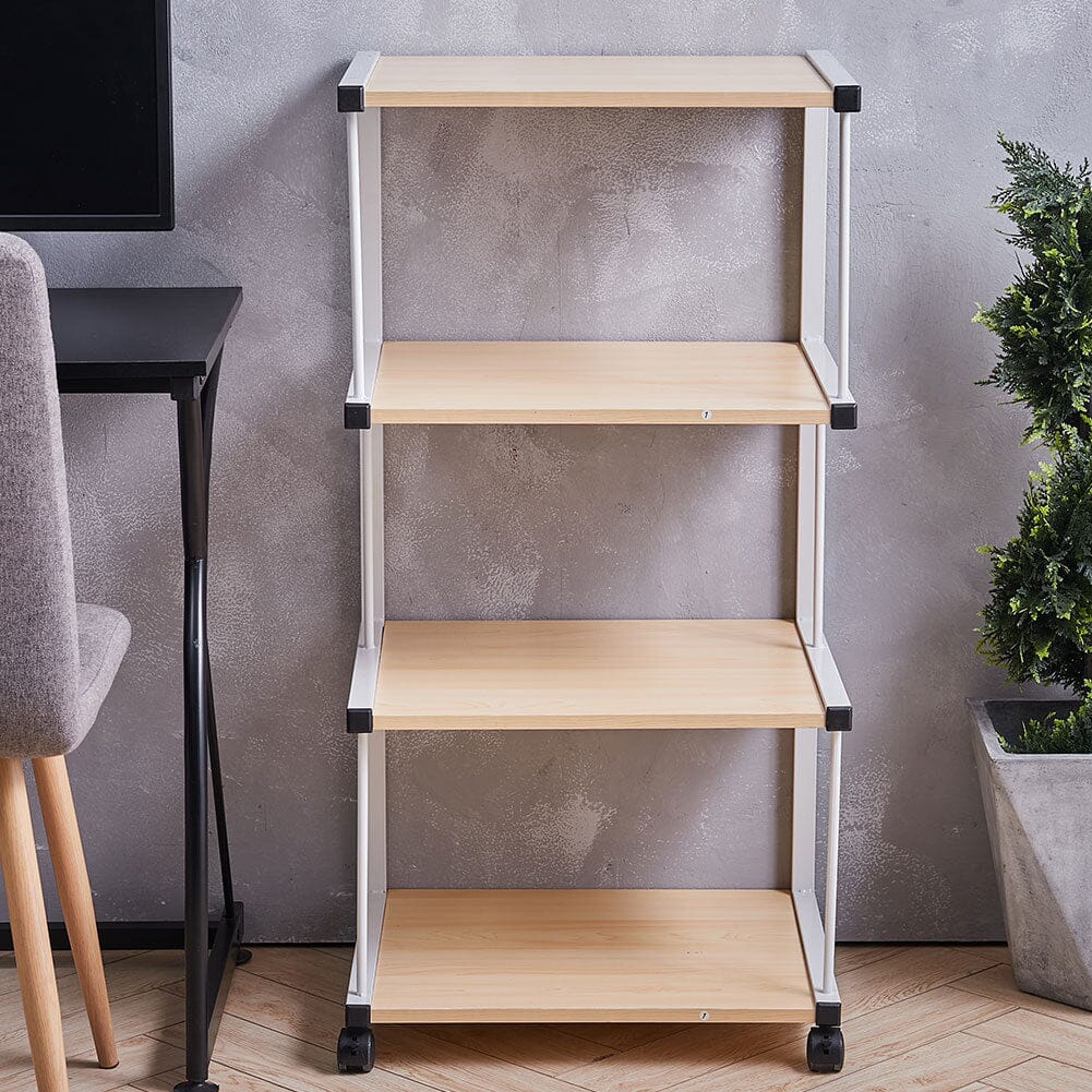 Versatile Mobile Printing Desk in Natural Wood Finish Living and Home