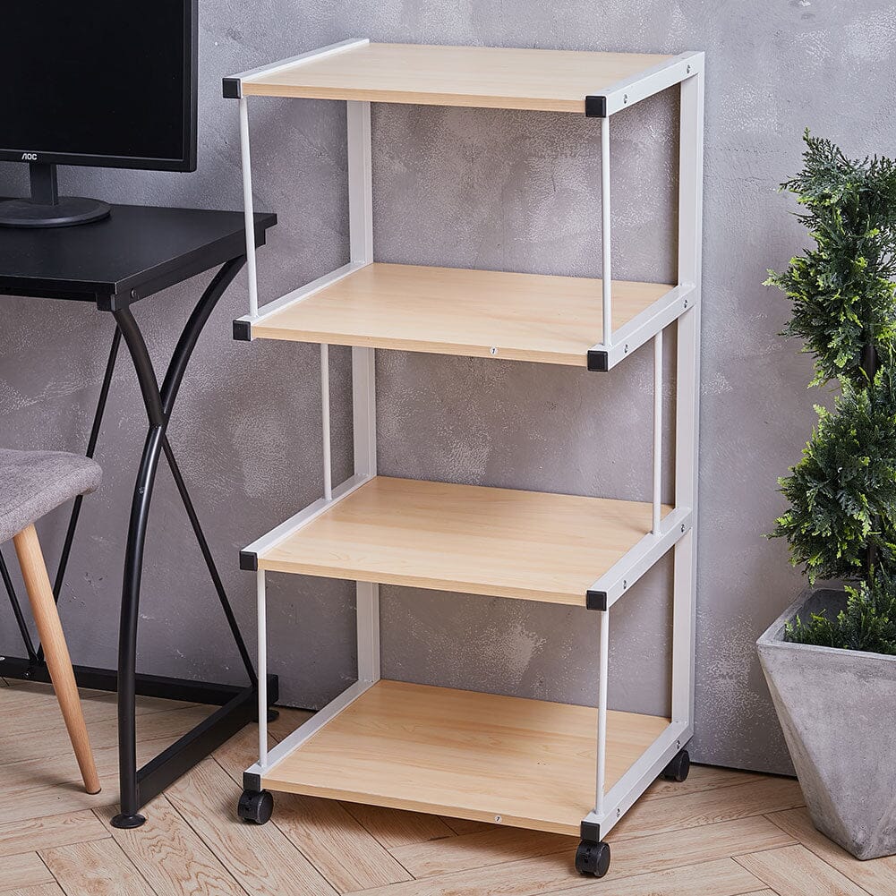 Versatile Mobile Printing Desk in Natural Wood Finish Living and Home