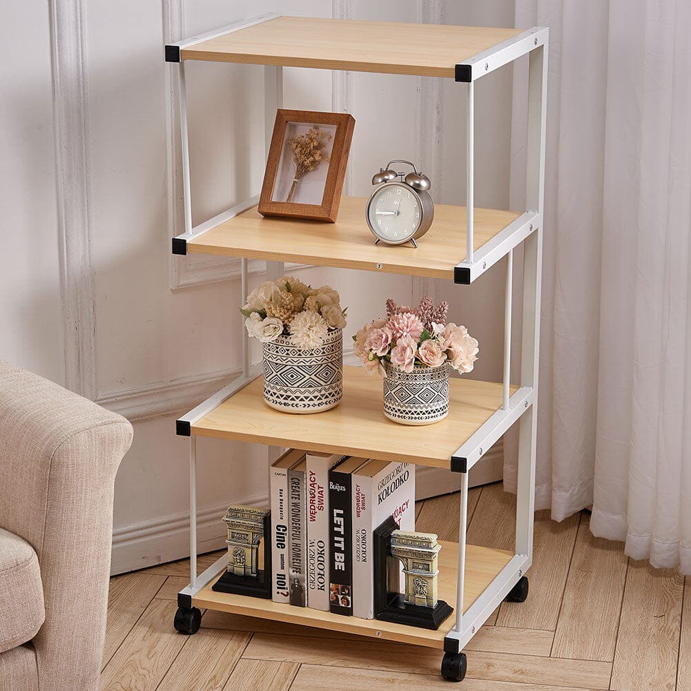 Versatile Mobile Printing Desk in Natural Wood Finish Living and Home