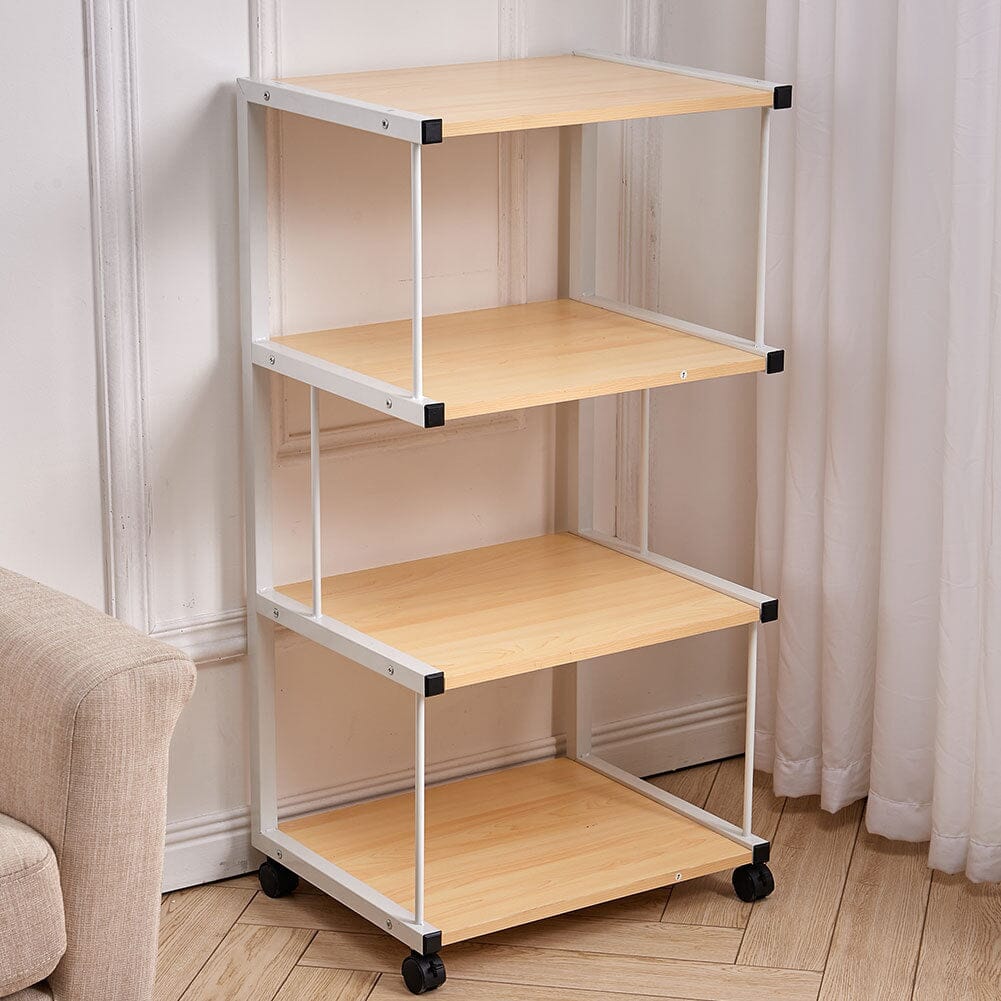 Versatile Mobile Printing Desk in Natural Wood Finish Living and Home