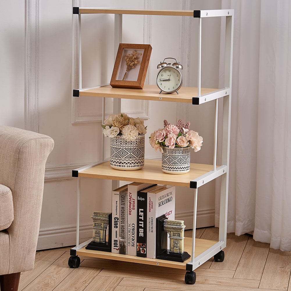 Versatile Mobile Printing Desk in Natural Wood Finish Living and Home