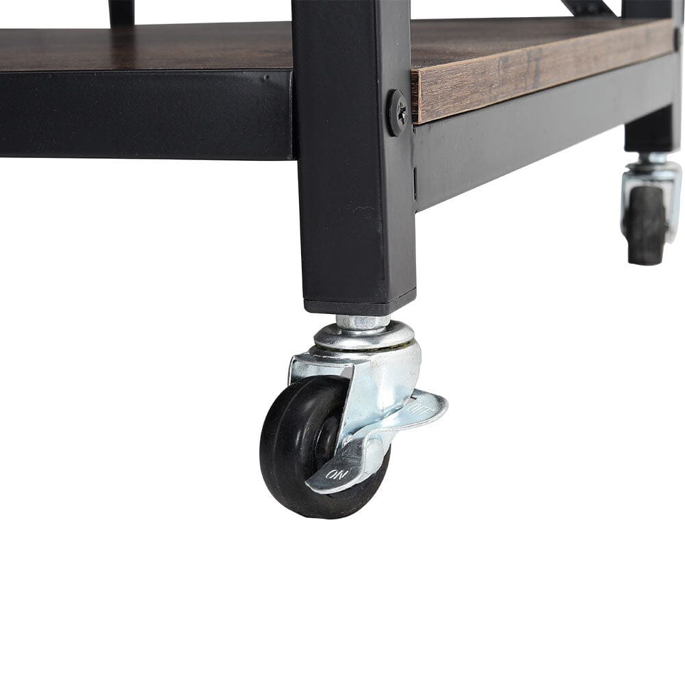 Chic Three-Tier Vintage Cart with Black Steel Frame Living and Home