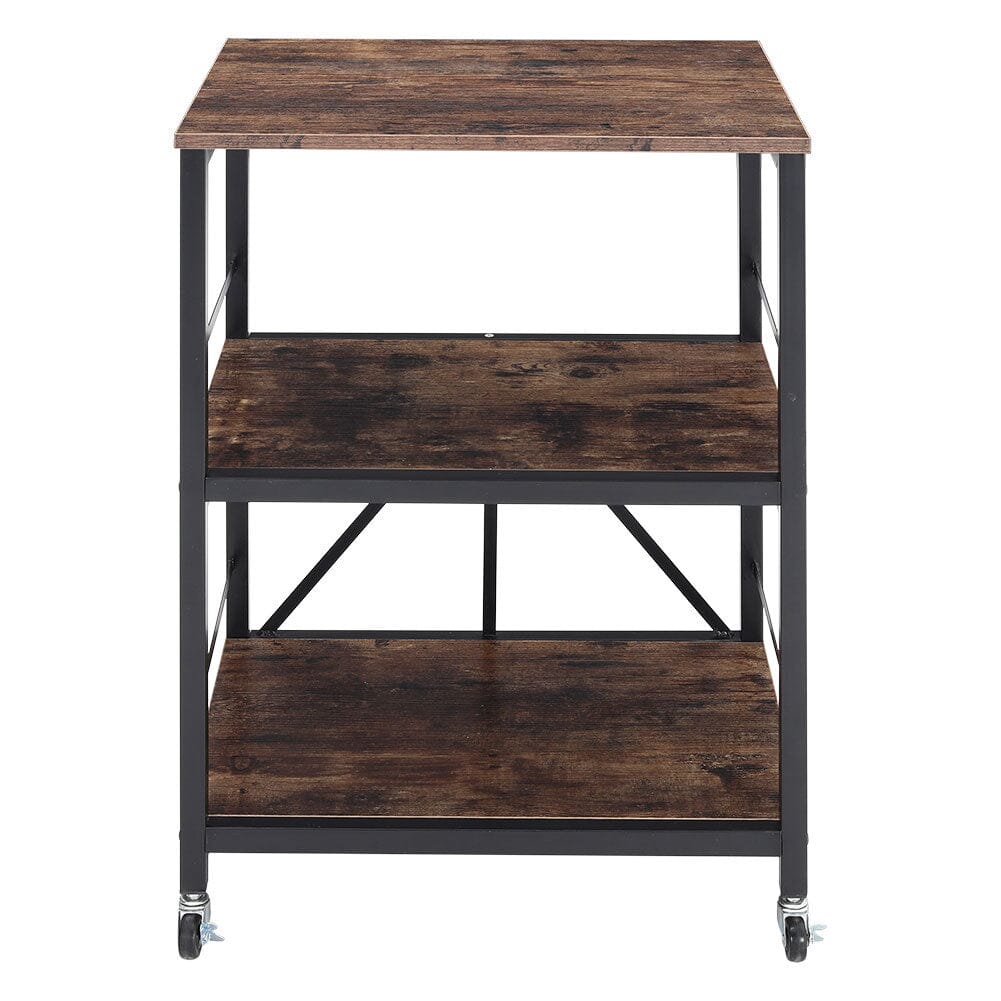 Chic Three-Tier Vintage Cart with Black Steel Frame Living and Home