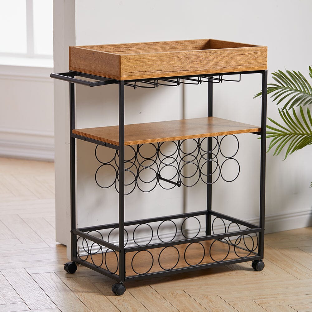 93.5cm H 3 Tier Kitchen Cart Wood Trolley for Dining Room Kitchen Trolleys Living and Home