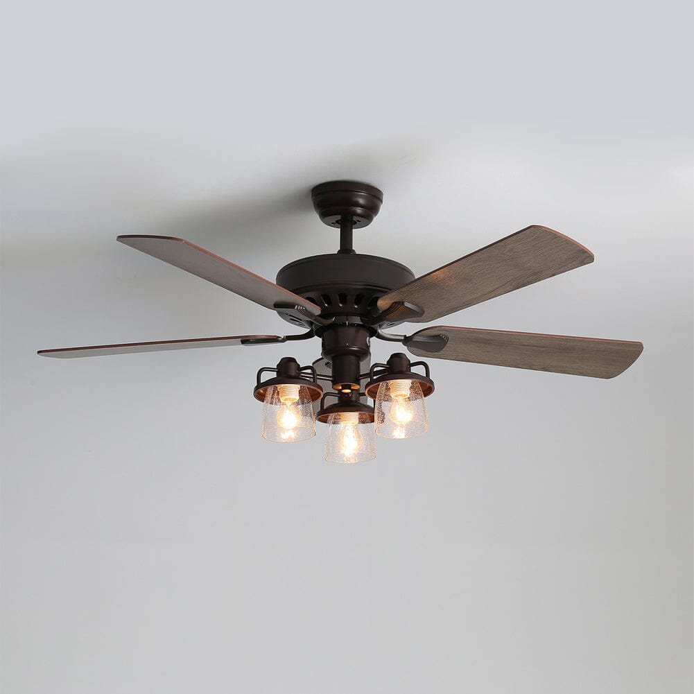 Wooden Ceiling Fan with 3 Head Lights & Remote 52 Inch Ceiling Fans Living and Home