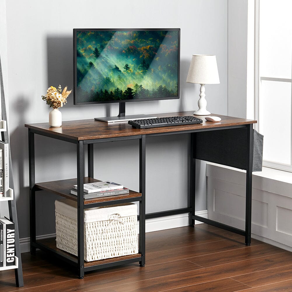 Premium Wooden Office Desk with Storage Shelf and Fabric Pouch Living and Home